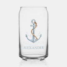  blauw anker met touw gepersonaliseerd