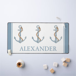 blauw anker met touw gepersonaliseerd bureaumat