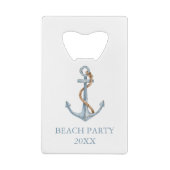  blauw anker met touw gepersonaliseerd creditkaart flessenopener (Achterkant)
