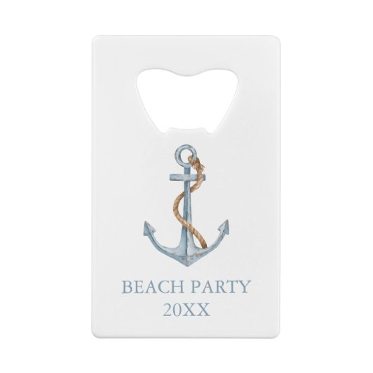  blauw anker met touw gepersonaliseerd creditkaart flessenopener (Achterkant)