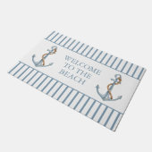 blauw anker met touw gepersonaliseerd deurmat (Schuin)