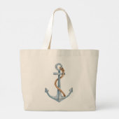  blauw anker met touw gepersonaliseerd grote tote bag (Achterkant)