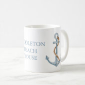  blauw anker met touw gepersonaliseerd koffiemok (Voorkant rechts)