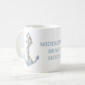  blauw anker met touw gepersonaliseerd koffiemok (Voorkant links)