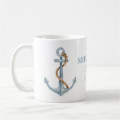  blauw anker met touw gepersonaliseerd koffiemok (Links)