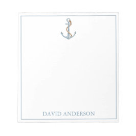 blauw anker met touw gepersonaliseerd notitieblok
