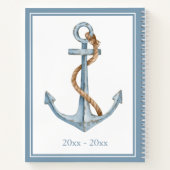 blauw anker met touw gepersonaliseerd notitieboek (Achterkant)