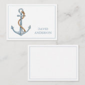  blauw anker met touw gepersonaliseerd notitiekaartje (Voorkant / Achterkant)