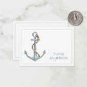  blauw anker met touw gepersonaliseerd notitiekaartje (Voorkant / Achterkant in situ)