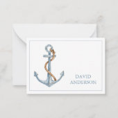  blauw anker met touw gepersonaliseerd notitiekaartje (Voorkant)