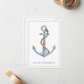  blauw anker met touw gepersonaliseerd notitiekaartje (Voorkant / Achterkant in situ)