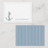  blauw anker met touw gepersonaliseerd notitiekaartje (Voorkant / Achterkant)