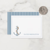  blauw anker met touw gepersonaliseerd notitiekaartje (Voorkant / Achterkant in situ)