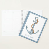 blauw anker met touw gepersonaliseerd planner (Display)