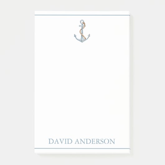blauw anker met touw gepersonaliseerd post-it® notes (Voorkant)