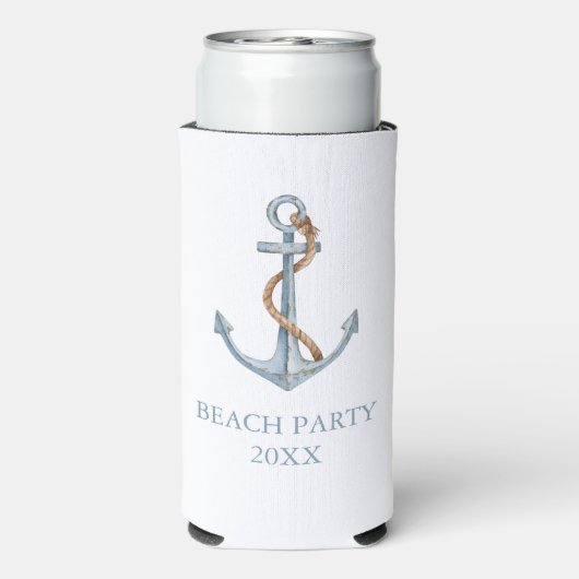  blauw anker met touw gepersonaliseerd seltzer blikjeskoeler (Seltzer Achterkant)