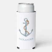 blauw anker met touw gepersonaliseerd seltzer blikjeskoeler (Seltzer Voorkant)