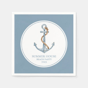 blauw anker met touw gepersonaliseerd servet