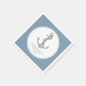 blauw anker met touw gepersonaliseerd servet (Hoek)