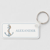 blauw anker met touw gepersonaliseerd sleutelhanger (Voorkant)