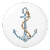 blauw anker met touw keramische knop (Voorkant)