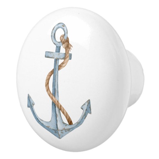 blauw anker met touw keramische knop (Rechts)