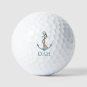 blauw anker met touw monogram golfballen (Voorkant)