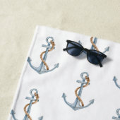 blauw anker met touw monogram strandlaken (In situ)