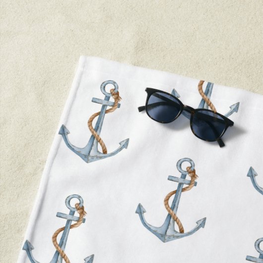  blauw anker met touw monogram strandlaken (In situ)