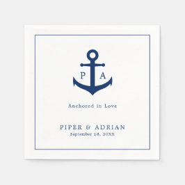 Blauw Anker Monogram Nautilus Trouwfeest Servet