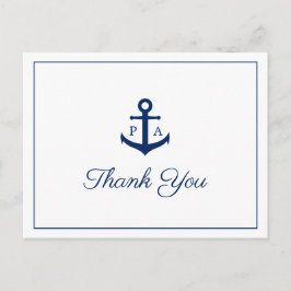 Blauw Anker Monogram Nautische Trouw Dank Je Wel Briefkaart