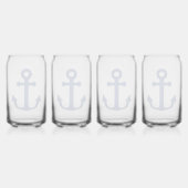 Blauw Anker Nautisch Ontwerp Blikvorm Glas (Achterkant)