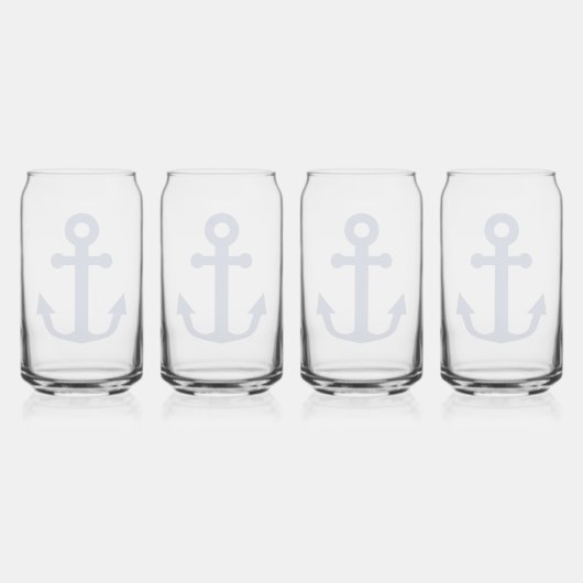 Blauw Anker Nautisch Ontwerp Blikvorm Glas (Achterkant)