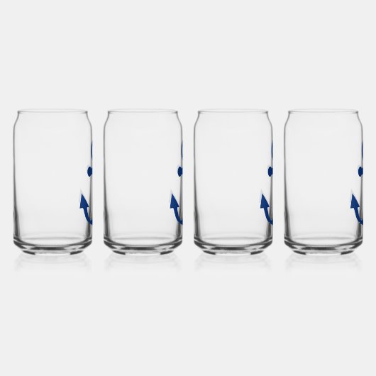 Blauw Anker Nautisch Ontwerp Blikvorm Glas (Rechts)