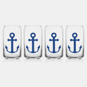 Blauw Anker Nautisch Ontwerp Blikvorm Glas (Voorkant)