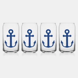 Blauw Anker Nautisch Ontwerp Blikvorm Glas