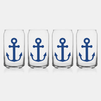 Blauw Anker Nautisch Ontwerp Blikvorm Glas