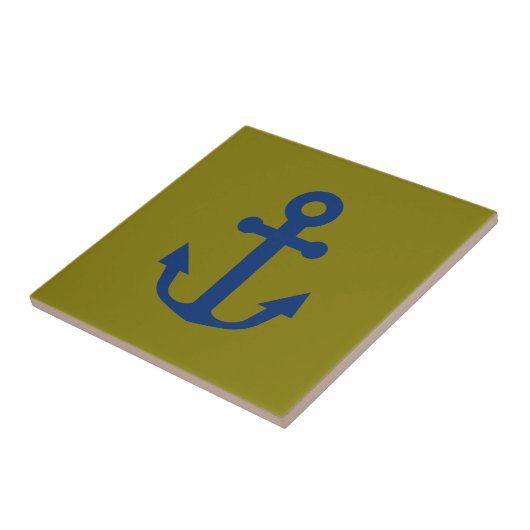 Blauw Anker Nautisch Ontwerp Tegeltje (Zijkant)