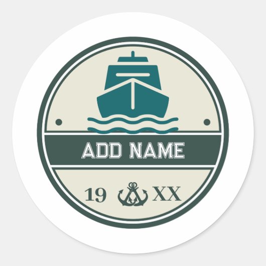 Blauw Anker Nautisch Welkomstjacht zeilboot Ronde Sticker (Voorkant)