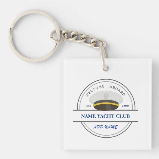 Blauw Anker Nautisch Welkomstjacht zeilboot Sleutelhanger (voorkant)
