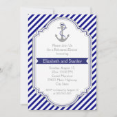 Blauw anker nautische bruiloft repetitie diner kaart (Voorkant)