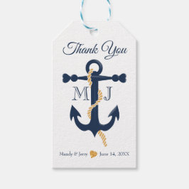 Blauw anker-nautische huwelijkscadeau label cadeaulabel