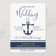 Blauw anker- nautische trouwuitnodiging