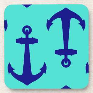 Blauw anker op turquoise kustdecor bier onderzetter