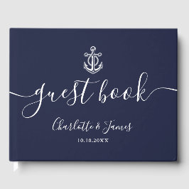 Blauw Anker Script Nautilus Trouwboek Gastenboek