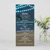 Blauw anker strand slingerlichten bruiloft menu (Staand voorkant)