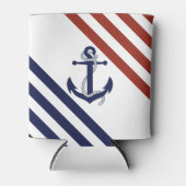 Blauw anker/touw van de zeemacht, rode/blauwe stre blikjeskoeler (Voorkant)