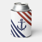 Blauw anker/touw van de zeemacht, rode/blauwe stre blikjeskoeler (Blikje Achterkant)
