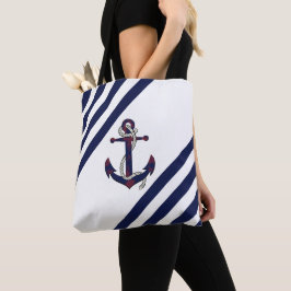 Blauw anker voor de ambachtelijke visserij/marine  tote bag