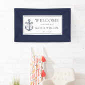 Blauw Anker Zee Bruiloft Welkom Spandoek (Insitu)